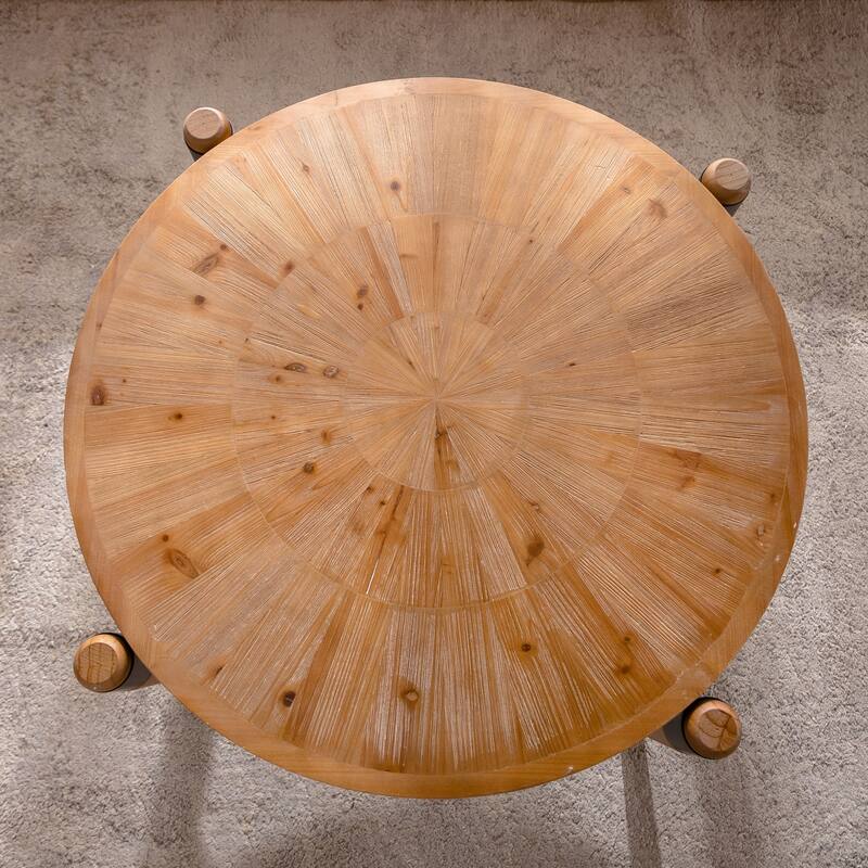Wood Coffee Table, Farmhouse Rustic Round Living Room Tea Table, Modern Center Table Cocktail Table