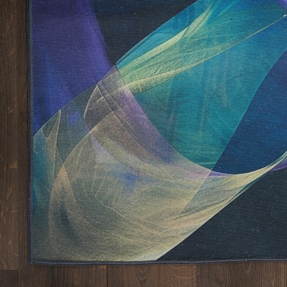 Nourison Washables Indoor only Blue Abstract Area Rug