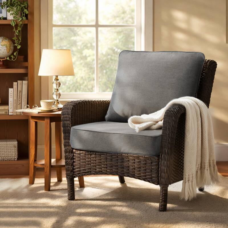 24''Wx24''Dx5.5''in T Outdoor Indoor Patio Premium Fabric Seat Cushions Set (Seat & Back)