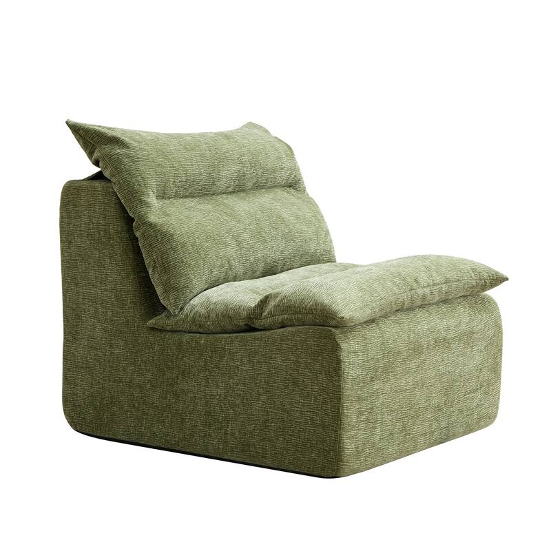 Accent Armless Chair Lazy Floor Seating, Single Sofa Lounger Leisure Accent Single Couch with Backrest for Living Room,