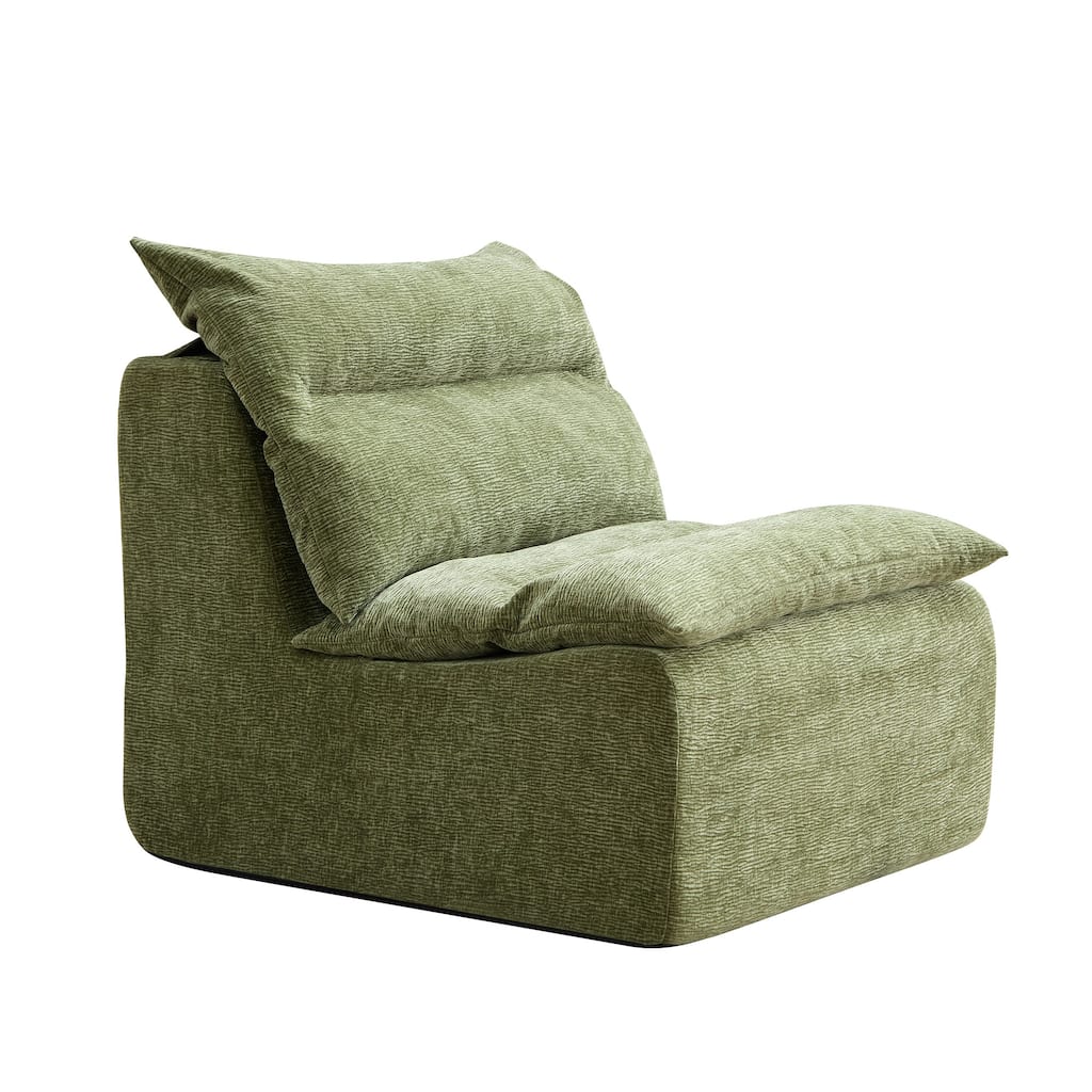 Single Green Polyester Sofa Lounge Chair for Living Room and Bedroom