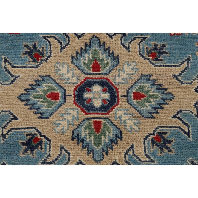 Light Blue Traditional Kazak Area Rug Handmade Wool Carpet - 6'8" x 9'6"