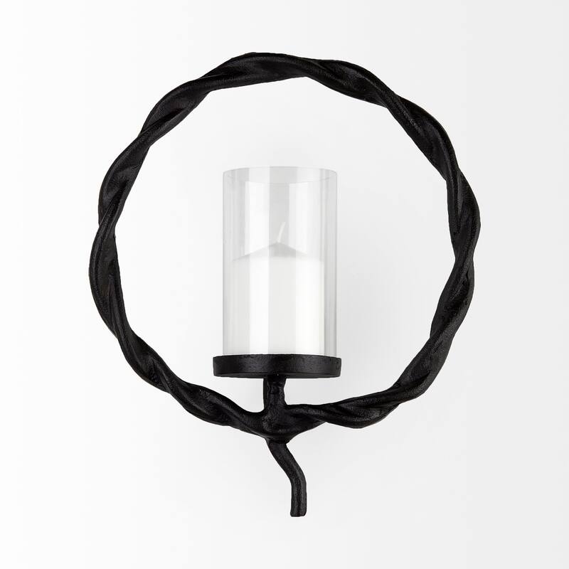 Rizwan Black Aluminum Braided Candle Holder - 12.0L x 14.0W x 4.5H