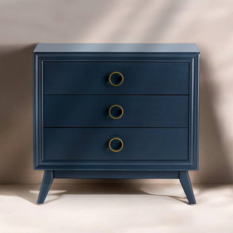 Pomeroy Indigo 3 Drawer Chest with Gold Hardware