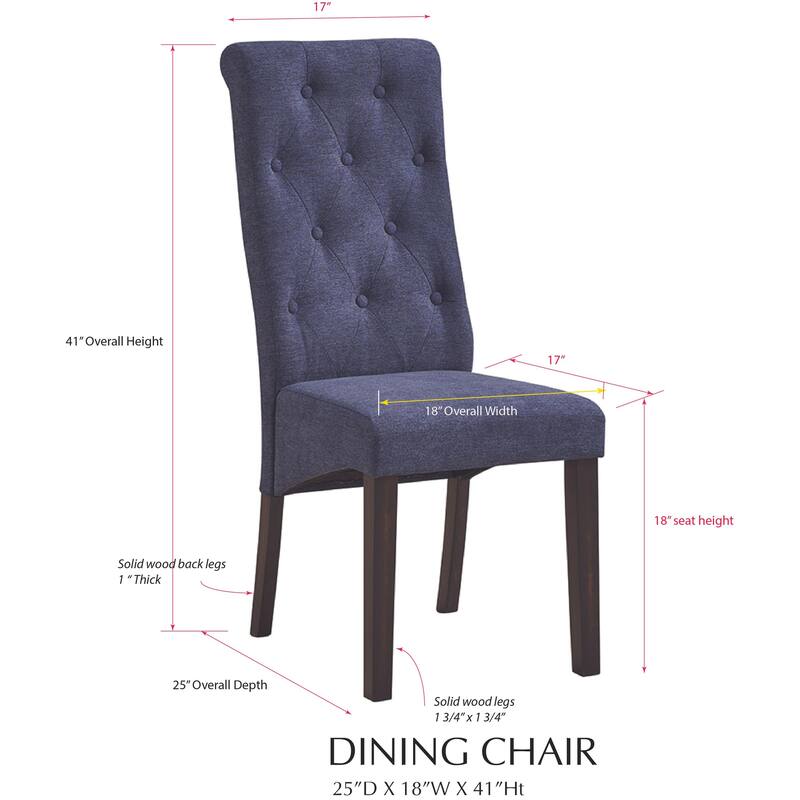 Parsons Dining Chair, Blue, Set of 2 Chairs