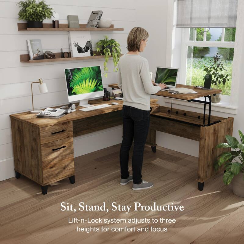 Somerset 72W 3 Position Sit to Stand L Shaped Desk by Bush Furniture