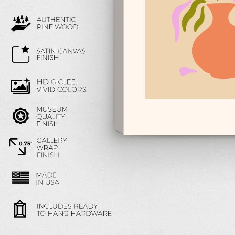 Wynwood Studio Canvas Floral and Botanical Just to You Poster Orange and Violet Modern & Contemporary Wall Art Canvas Print