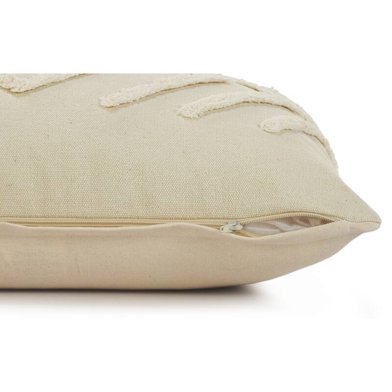 Handmade Diamond Overtufted Cotton Throw Pillows - 20" - Cream - Set of 2