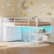 preview thumbnail 9 of 41, Twin Size Low Loft Bed 6 Fabric Storage Drawers LED Lights Twin Over Twin Bunk Bed White