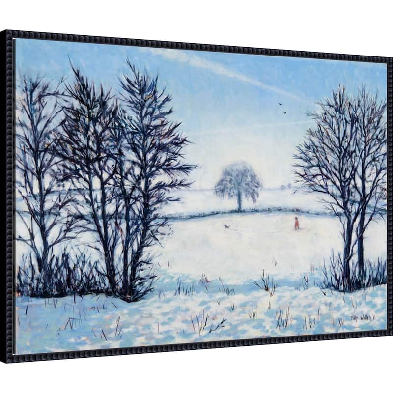 A Snowy Winters Walk by Tilly Willis Framed Canvas Wall Art Print - Sylvie Beaded Black