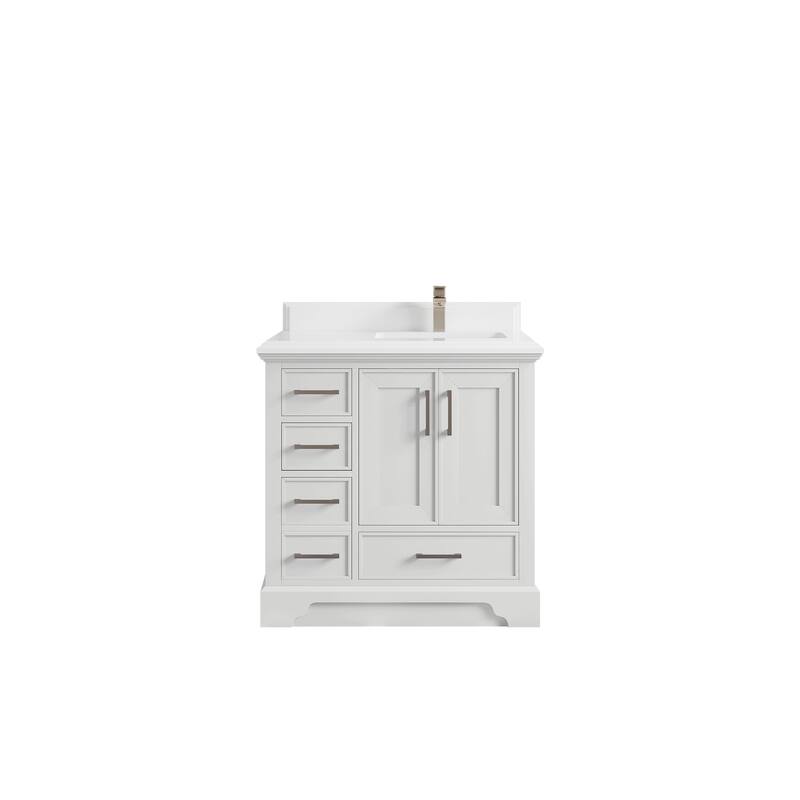 Willow Collections 36 x 22 Charlotte D Right Offset Sink Bathroom Vanity with Countertop