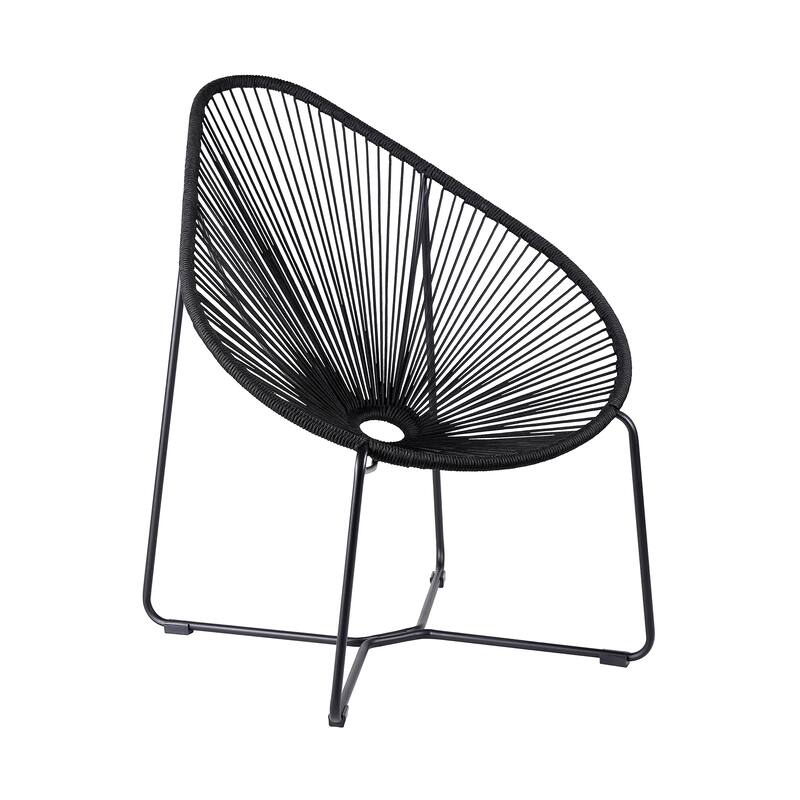 Acapulco Indoor Outdoor Steel Papasan Lounge Chair - Black