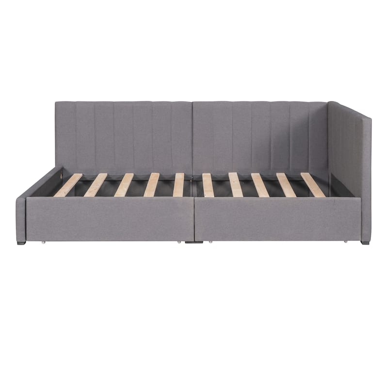 Upholstered Daybed with Storage Drawers - Gray