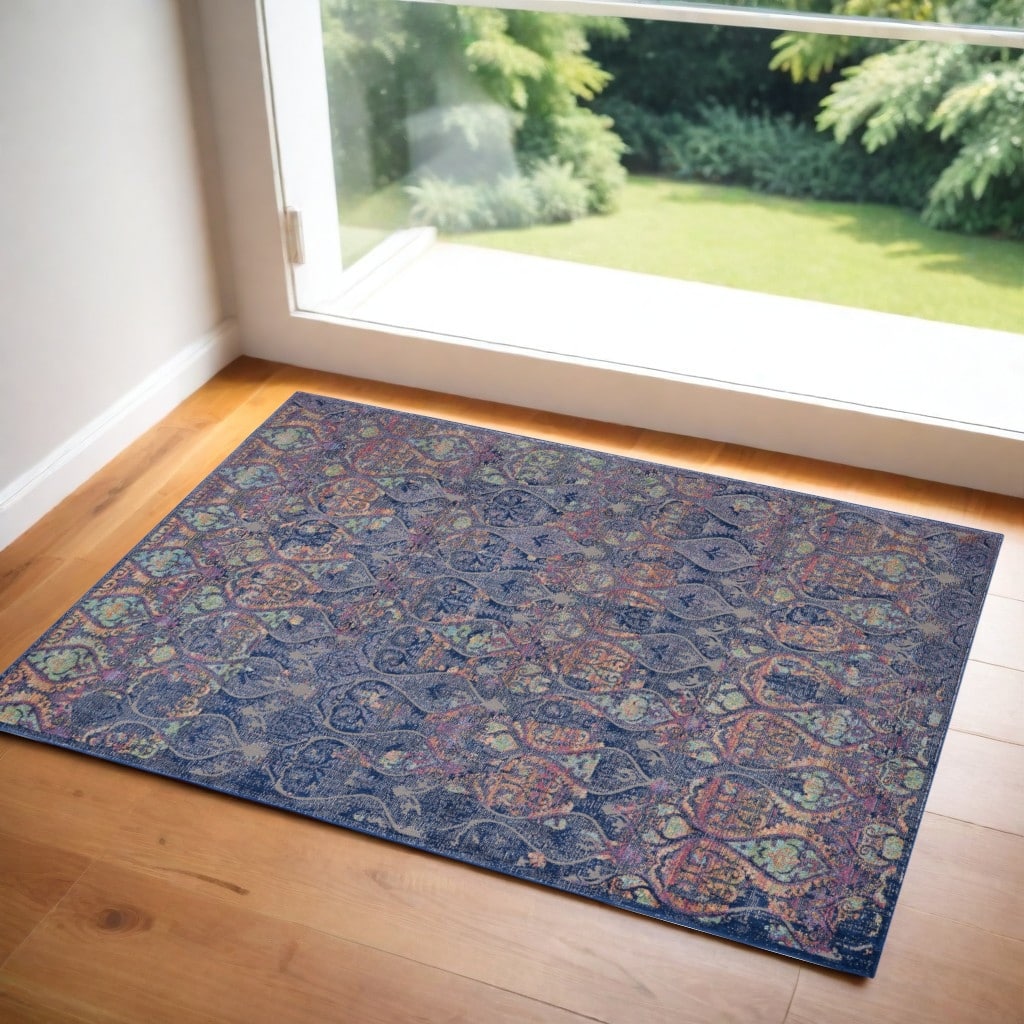 Jetak Power Loomed Distressed Non Skid Area Rug By HomeRoots - 72' X '48' X '0.5