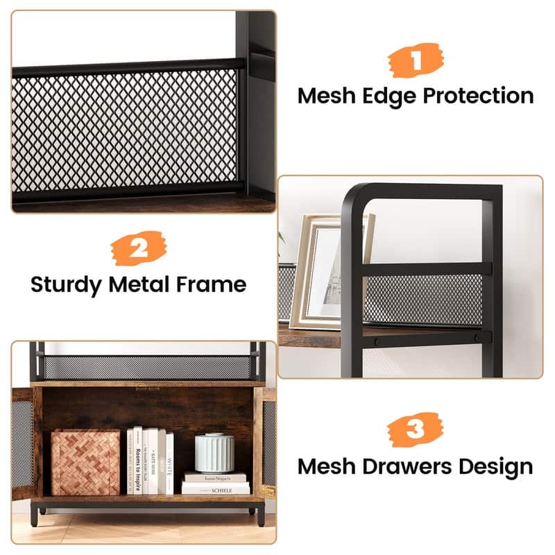 Iron mesh bookshelf