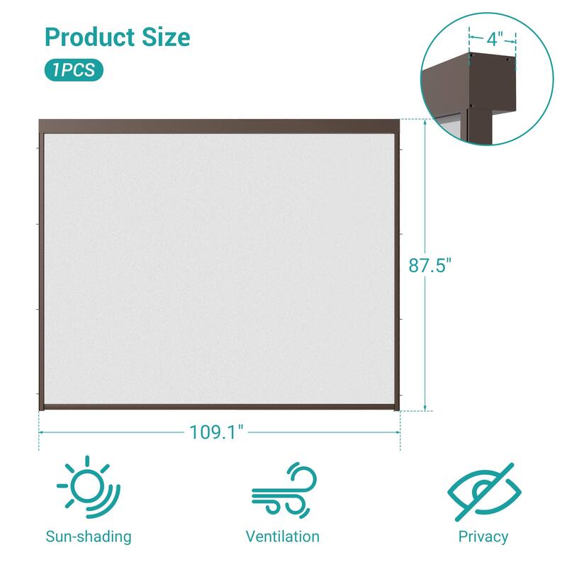 BONOSUKI Adjustable Height Pull Down Privacy Screen for 10FT/12FT/13FT Pergola (Screen Only)