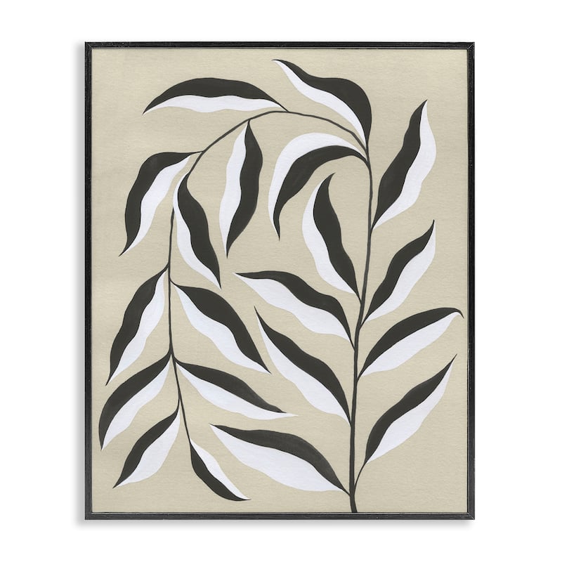 Stupell Natural Curved Vegetation Framed Giclee Art Design By Grace Popp - 11 x 14 - Black