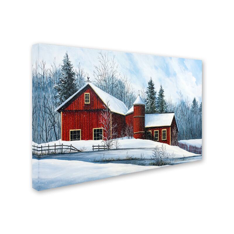 Debbi Wetzel 'Red Barn Winter' Canvas Art