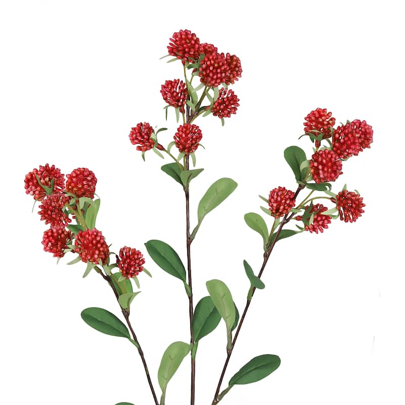 Set of 4 Red Artificial Wild Berry Flower Stem Spray 30in - 30" L x 6" W x 6" DP