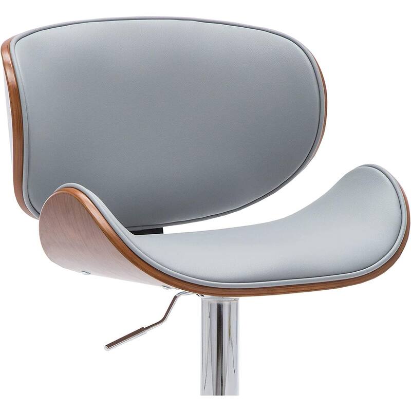 Modern Swivel Walnut Bentwood Lift Adjustable Height Bar Stool