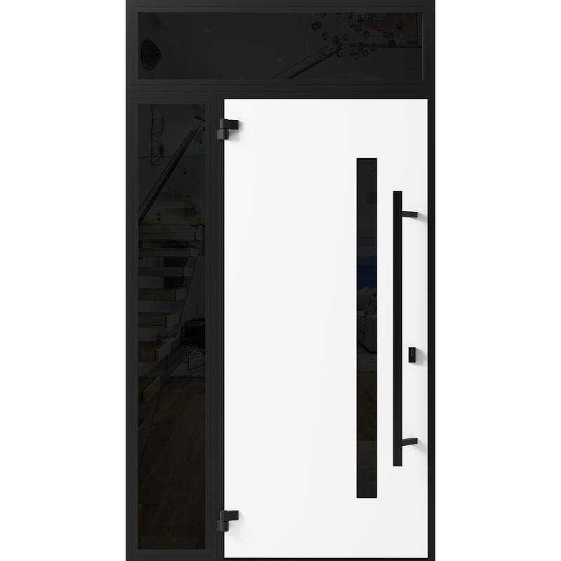 Front Exterior Prehung Steel Door Ronex 0162 Red Oak Entry Metal Painted W36xH80 Left hand Inswing