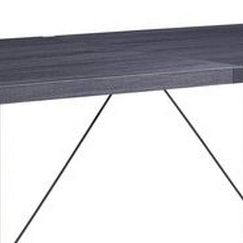 Dining Table with Rectangular Metal Inserted Top and Sled Base, Gray