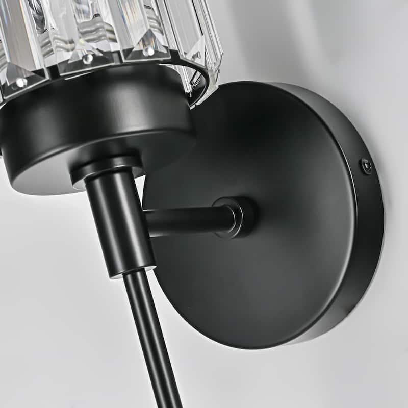 Modern Black 1/2/3/4/5-Light Bathroom Crystal Vanity Light Wall Sconces