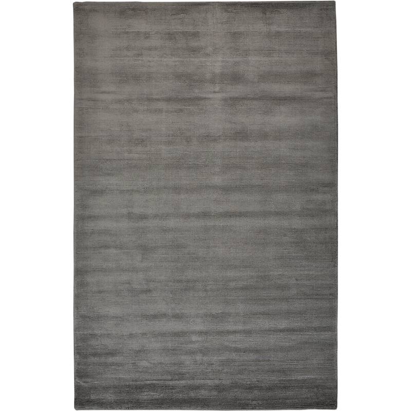 Knox R8717 Solid Modern Area Rug - 1'6" x 1'6" Square - Gray/Black