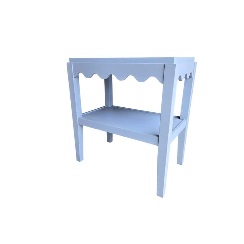 Carolina Chair & Table Rectangular Side Table, Mango Wood, Decorative Scallop Edge, 17L x 28W x 28H inches