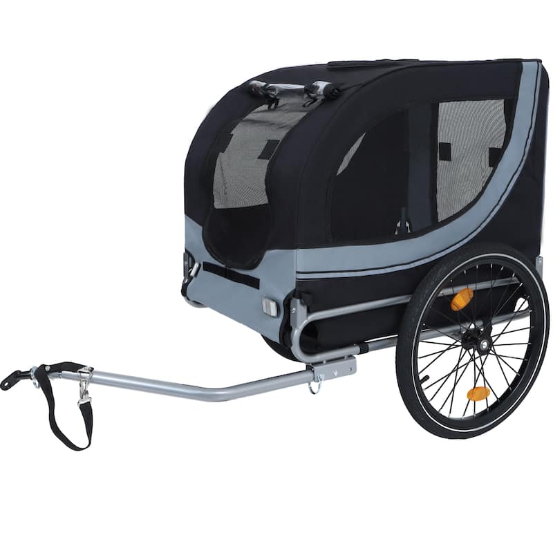 Large Folding Bike Trailer for Dogs 66LB Capacity All Terrain Pet Carrier