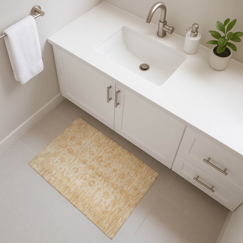 Premium Washable Super Soft Vintage Traditional Mayfield Rug - Beige - 1'8" x 2'6"