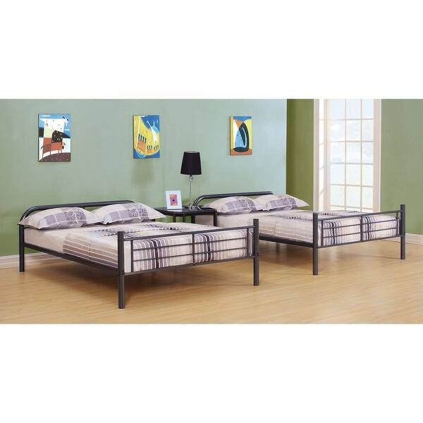 slide 2 of 8, Gunmetal Full over Full Metal Bunk Bed with Fence for Kids Gunmetal