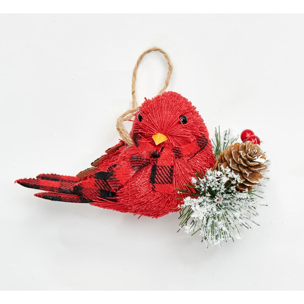 3" Cardinal Ornament w/ Pine Needle, Set of 3