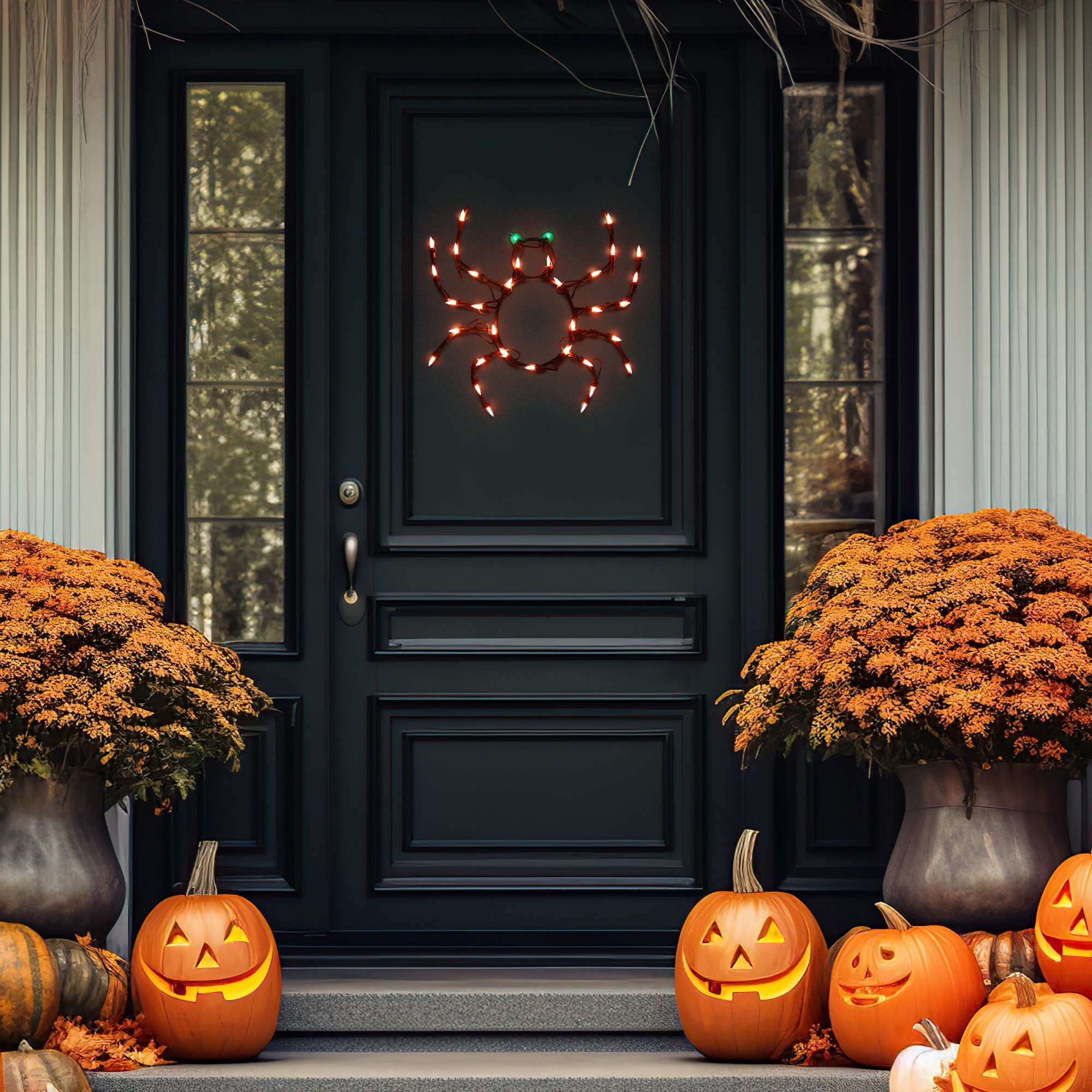 Lighted Spider Halloween Window Decoration - 14"