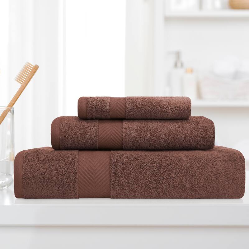 Superior Soft & Absorbent Zero Twist Cotton 3-piece Towel Set - Espresso