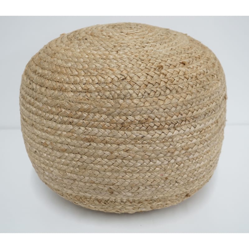 Home&Manor Jute Round Pouf