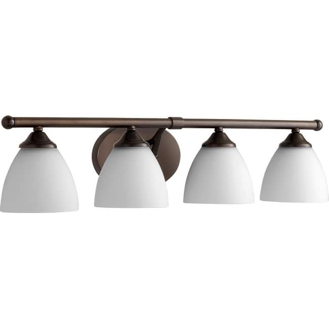 Quorum International Brooks 4 Light 29" Wide Vanity Light - Oiled Bronze / Satin Opal