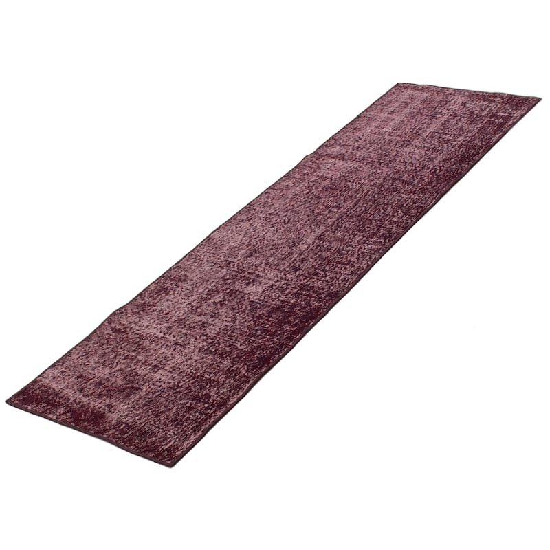 ECARPETGALLERY Hand-knotted Color Transition Burgundy Wool Rug - 2'4 x 8'4