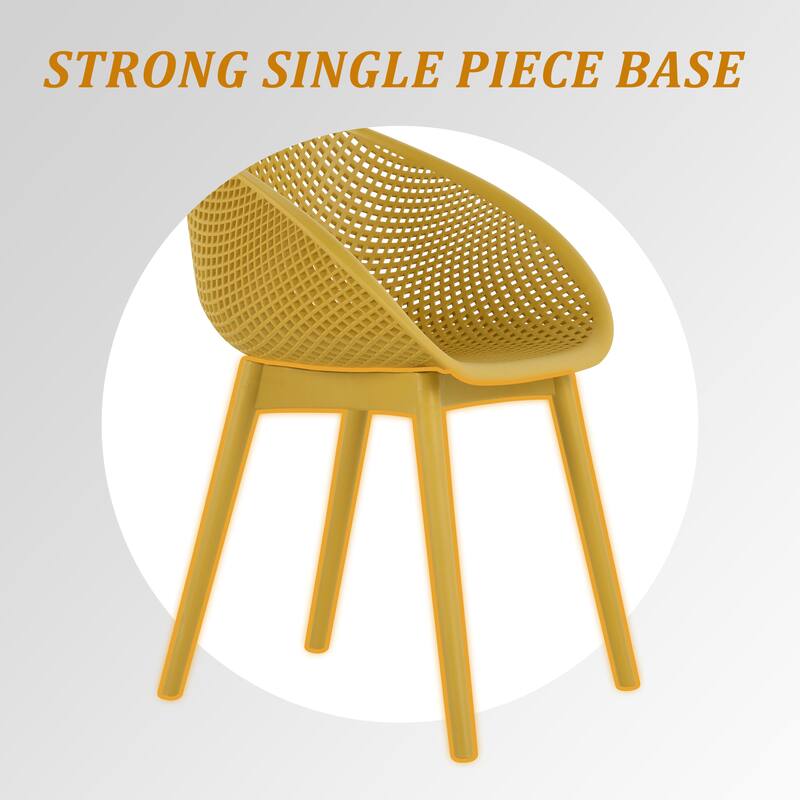Malwee 2 PCS Indoor/Outdoor All-Weather PP Plastic Chairs, Modern Lounge Seat, Lightweight for Patio, Beach, Living Room