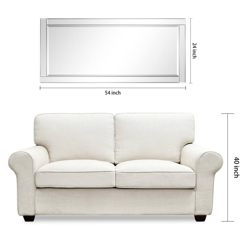 Beveled Rectangle 1"-Beveled Center Wall Mirror with Solid Wood Frame - Clear