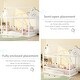 preview thumbnail 9 of 17, Twin Size Floor Wooden Bed with House Roof Frame and Safety Guardrails