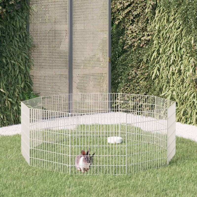 vidaXL Free Range Animal Enclosure Rabbit Hutch Free Range Pen Galvanized Iron - 21.3" x 23.6" 10-panel
