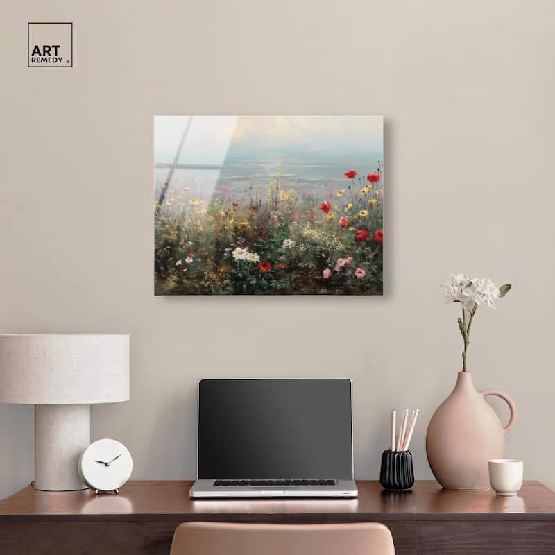 Misty Ocean Field I Acrylic by Art Remedy, Ready to Hang