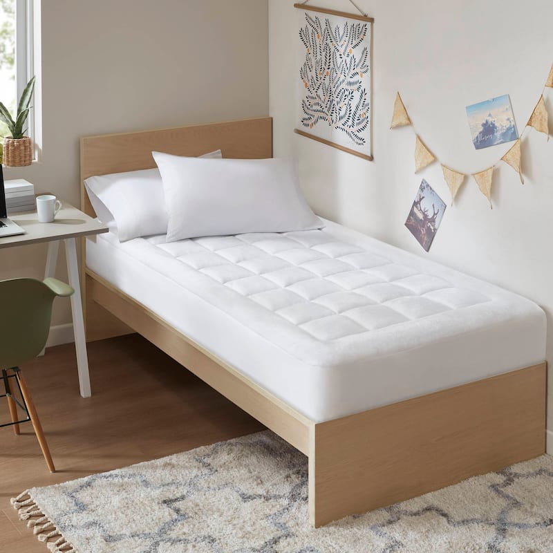 Madison Park Heavenly Soft Overfilled Plush Down Alt. Waterproof Mattress Pad - White