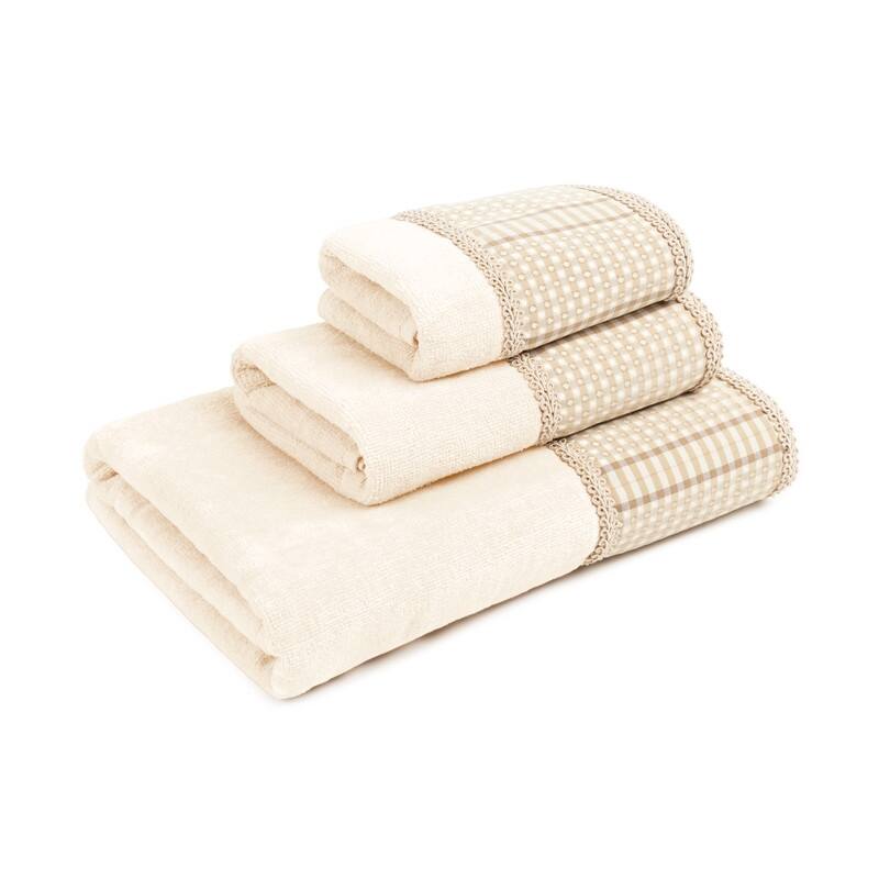 Austin Horn Classics Exposure Brown 3-piece Decorative Towel Set, Jacquard Band, double row gimp braid, Bath, Hand, Tip Towel