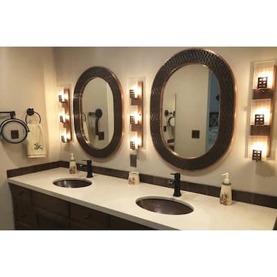 19-in Oval Under Counter Hammered Copper Bathroom Sink (LO19FDB)