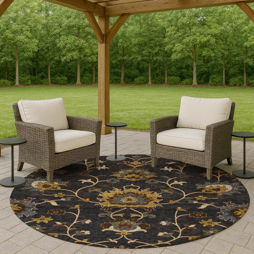 Machine Washable Indoor/ Outdoor Traditional Luna Chantille Rug