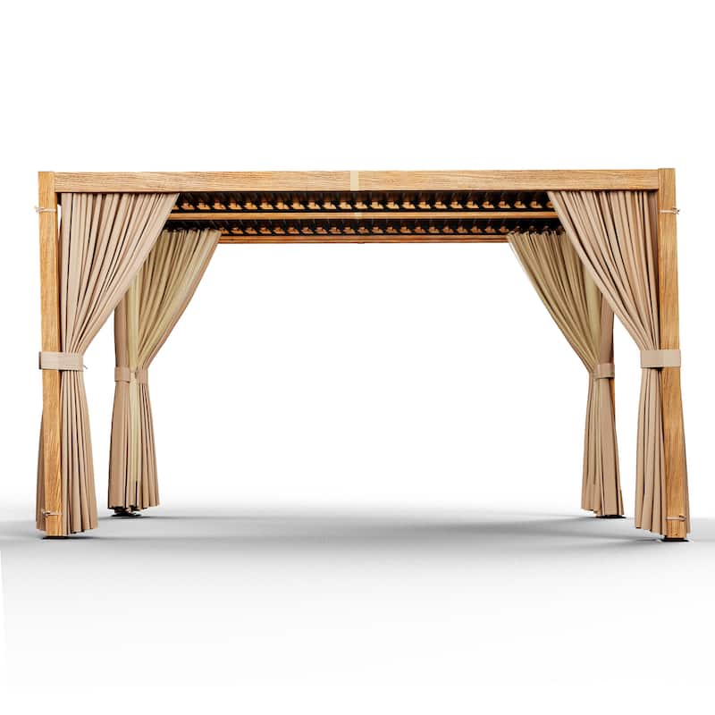 10 ft. x 13 ft. Aluminum Louvered Pergola with Adjustable Roof and Curtains