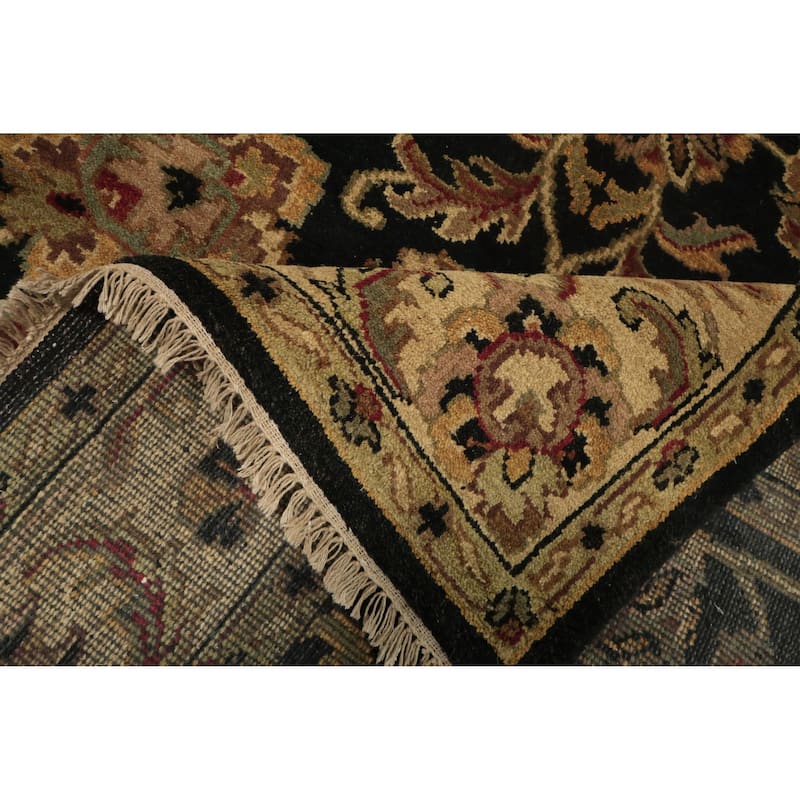 Hand Knotted Oriental 100% Wool Carpet Traditional Floral Black Agra Area Rug - 8' 4'' X 5' 5''