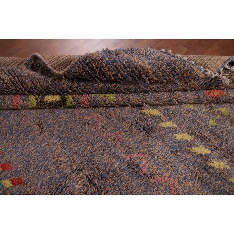 Geometric Plush Moroccan Oriental Area Rug Handmade Wool Carpet - 8'11" x 12'5"